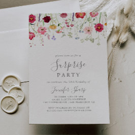 Eenvoudig meerkleurig Wildflower Surprise Party Kaart