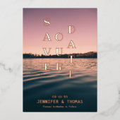 Eenvoudig meerlandschap Bespaar de datum Folie Uitnodiging (Voorkant)