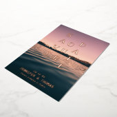 Eenvoudig meerlandschap Bespaar de datum Folie Uitnodiging (Gedraaid)