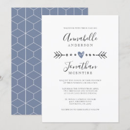 Eenvoudig meetkundig hart en pijlstootje blauwe br kaart