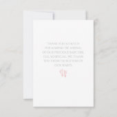 Eenvoudig meisje Baby shower Dank u roze voetafdru Bedankkaart (Achterkant)