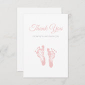 Eenvoudig meisje Baby shower Dank u roze voetafdru Bedankkaart (Voorkant / Achterkant)