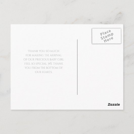 Eenvoudig meisje Baby shower dank u roze voetafdru Briefkaart (Achterkant)