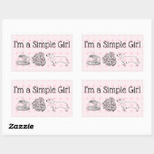 Eenvoudig meisje - Koffie, Pizza & Dog (blad van 4 Rechthoekige Sticker (Vel)