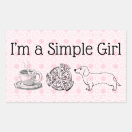 Eenvoudig meisje - Koffie, Pizza & Dog (blad van 4 Rechthoekige Sticker