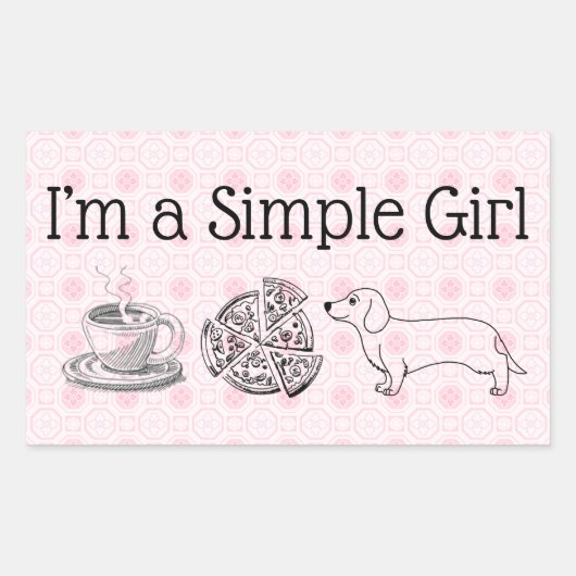 Eenvoudig meisje - Koffie, Pizza & Dog (blad van 4 Rechthoekige Sticker (Voorkant)
