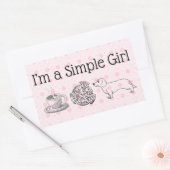 Eenvoudig meisje - Koffie, Pizza & Dog (blad van 4 Rechthoekige Sticker (Envelop)