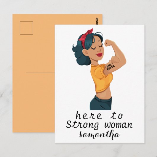 Eenvoudig meisje macht vrouwendag 2024 briefkaart (Voorkant / Achterkant)