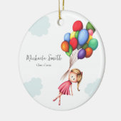 Eenvoudig Meisje met Ballonnen Klasse van Afstuder Keramisch Ornament (Links)