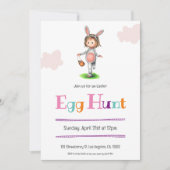 Eenvoudig meisje met Bunny Costume Easter Hunt Inv Kaart (Voorkant)