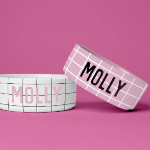 Eenvoudig meisje roze cheque Afbeelding modern Voerbakje