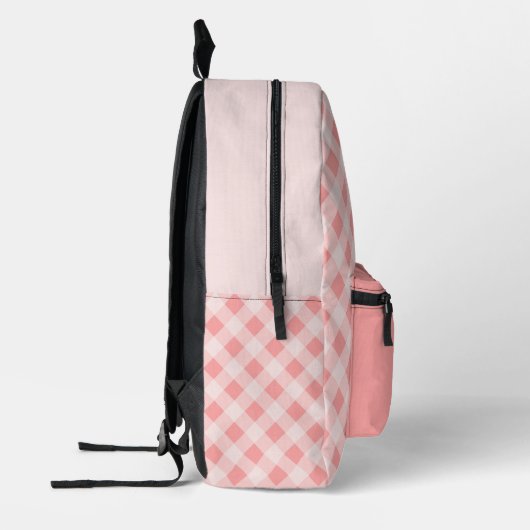 Eenvoudig Meisje roze plaid waterverf met Naam Bedrukte Rugzak (Links)