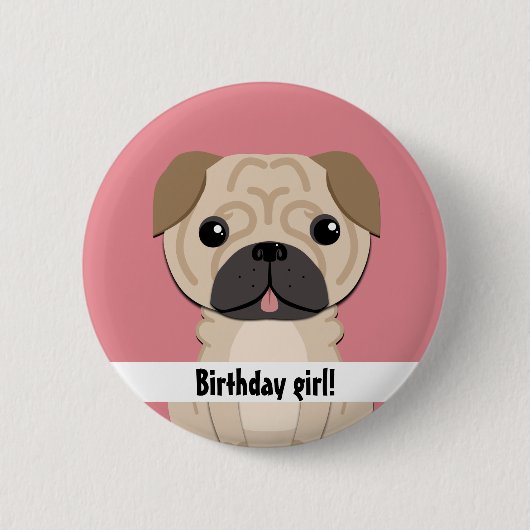 Eenvoudig meisje van Birthday Ronde Button 5,7 Cm (Voorkant)