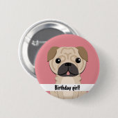 Eenvoudig meisje van Birthday Ronde Button 5,7 Cm (Voorkant /achterkant)