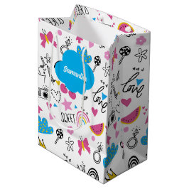 Eenvoudig meisje voornaam kleurig vaderdagspatroon medium cadeauzakje