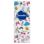 Eenvoudig meisje voornaam kleurig vaderdagspatroon wijn cadeautas (Voorkant)