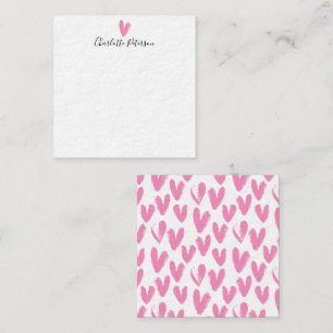 Eenvoudig meisjesachtig roze watercolor monogram notitiekaartje