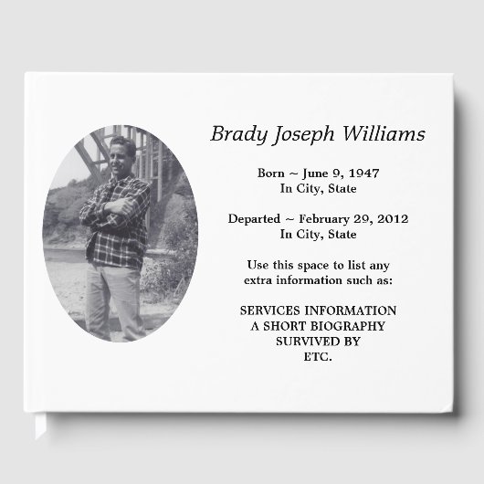 Eenvoudig memoriam begrafenis gastenboek (Voorkant)