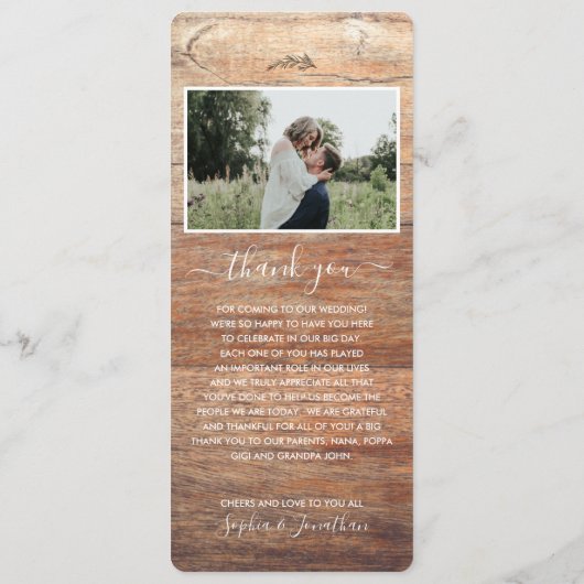 Eenvoudig menu Bindhout botanische kruidenbruiloft (Achterkant)