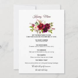 Eenvoudig menu Bogundy Floral Kissing