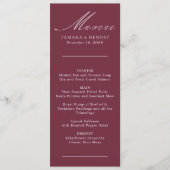 Eenvoudig menu Calligrafie Burgundy Wedding (Voorkant)