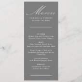 Eenvoudig menu Calligrafie grijze bruiloft (Voorkant)