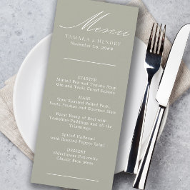 Eenvoudig menu Calligrafie Groene bruiloft