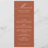 Eenvoudig menu Calligrafie Terracotta Wedding (Voorkant)