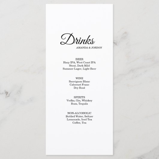 Eenvoudig menu Drink zwart-wit (Voorkant)