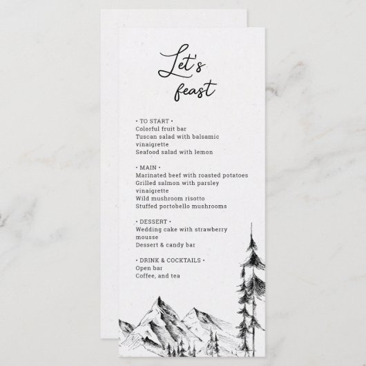 Eenvoudig menu gebergte boshand (Voorkant / Achterkant)