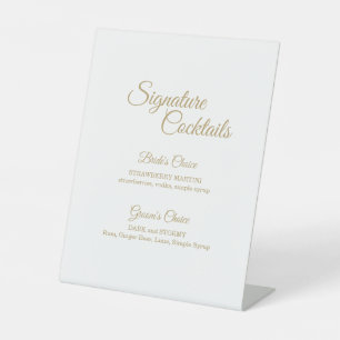Eenvoudig menu Gold Calligraphy Cocktail Reclamebord Met Voetstuk