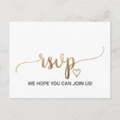 Eenvoudig menu Gold Calligraphy Keuze RSVP-Briefka (Voorkant)