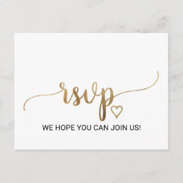 Eenvoudig menu Gold Calligraphy Keuze RSVP-Briefka