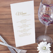 Eenvoudig menu Gold Calligraphy Wedding