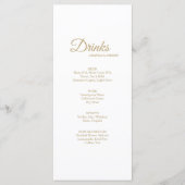 Eenvoudig menu Gold Calligraphy Wedding Drink (Voorkant)