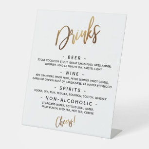 Eenvoudig menu Gold Handwriting Typografie "Drinke Reclamebord Met Voetstuk
