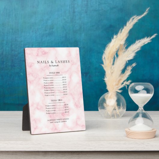 Eenvoudig menu Gold Marble-prijs Roos Fotoplaat (Zijkant)