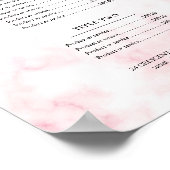 Eenvoudig menu Gold Marble-prijs Roos Poster (Hoek)