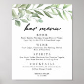 Eenvoudig menu Greenery Leaves Bar Poster (Voorkant)