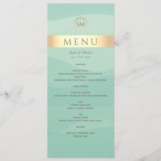Eenvoudig menu Groen en Gold Wedding (Voorkant)
