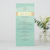Eenvoudig menu Groen en Gold Wedding (Staand voorkant)