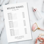 Eenvoudig menu Modern Black en White Salon Service