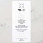 Eenvoudig menu Monogram Wit en Grijze bruiloft (Voorkant)