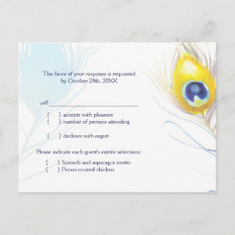 Eenvoudig menu Pacock Feather Wedding Menu (RSVP)