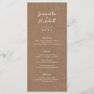 Eenvoudig menu Rustic Kraft Brown