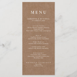 Eenvoudig menu Rustic Kraft Brown