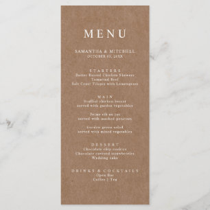 Eenvoudig menu Rustic Kraft Brown