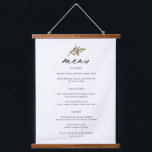 Eenvoudig menu Rustic Olive Wedding Hangend Wandkleed<br><div class="desc">Eenvoudig hangend trouwmenu met een rustisch gevoel dat één enkele zwarte olijftak met groene bladeren en "menu" in het gehucht van de houtskool moderne kalligrafie bevat.</div>