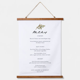 Eenvoudig menu Rustic Olive Wedding Hangend Wandkleed