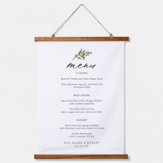 Eenvoudig menu Rustic Olive Wedding Hangend Wandkleed